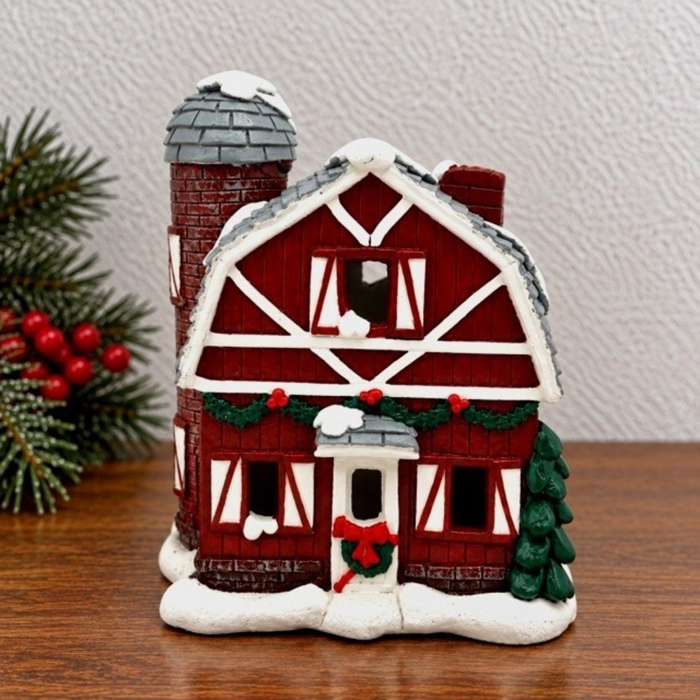 Vintage California Creations Country Barn Christmas Village Red Brick Silo